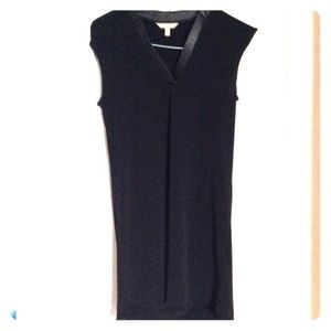 Little black dress - faux leather collar detail